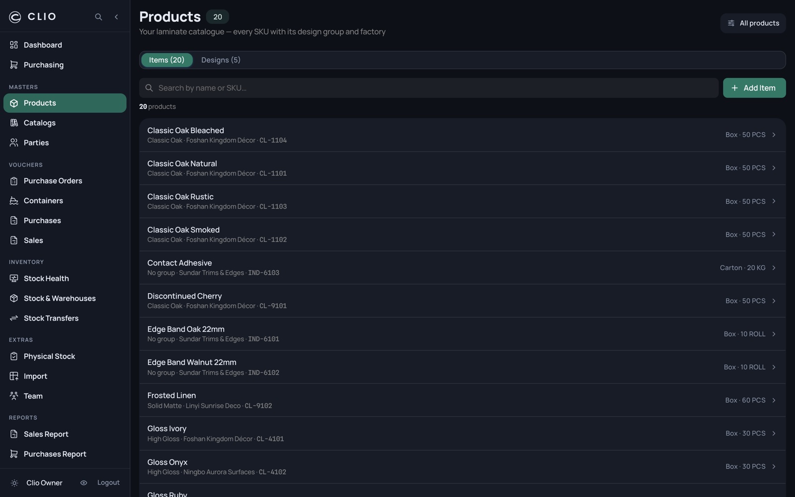 Products — desktop, dark