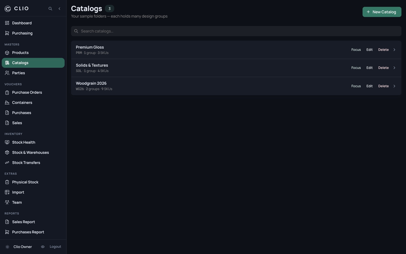 Catalogs — desktop, dark
