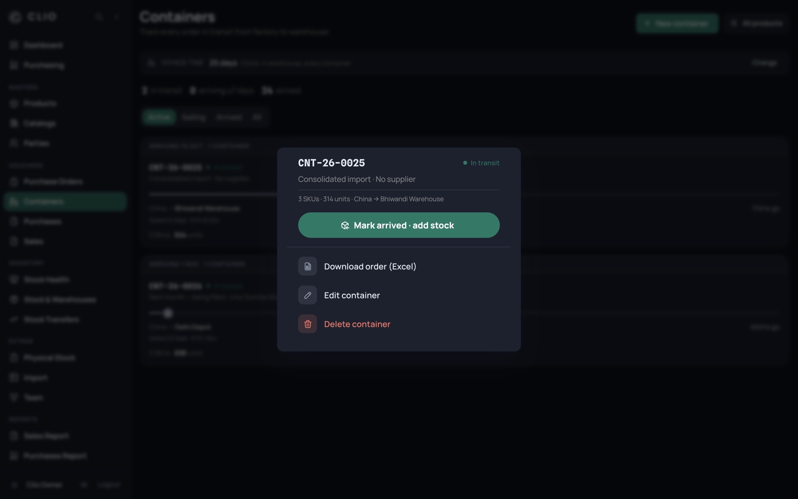 Receiving a container — desktop, dark