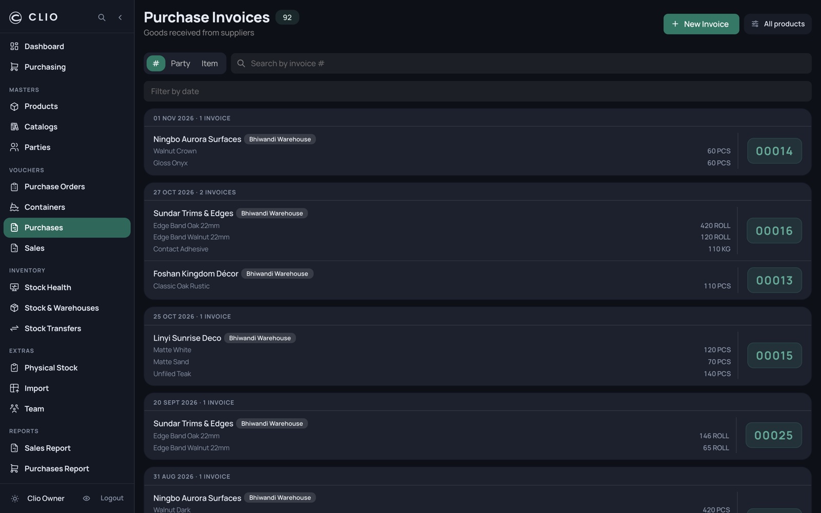 Purchases — desktop, dark