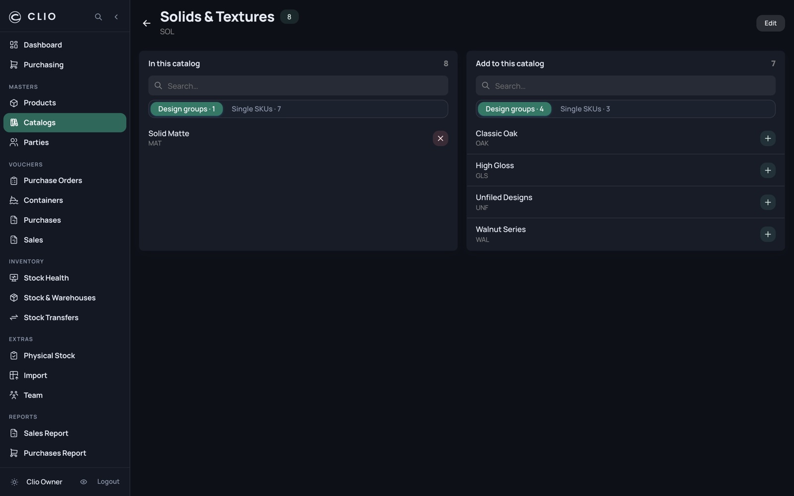 Health by catalog — desktop, dark