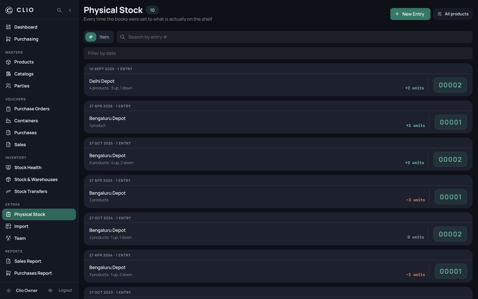Physical Stock — desktop, dark