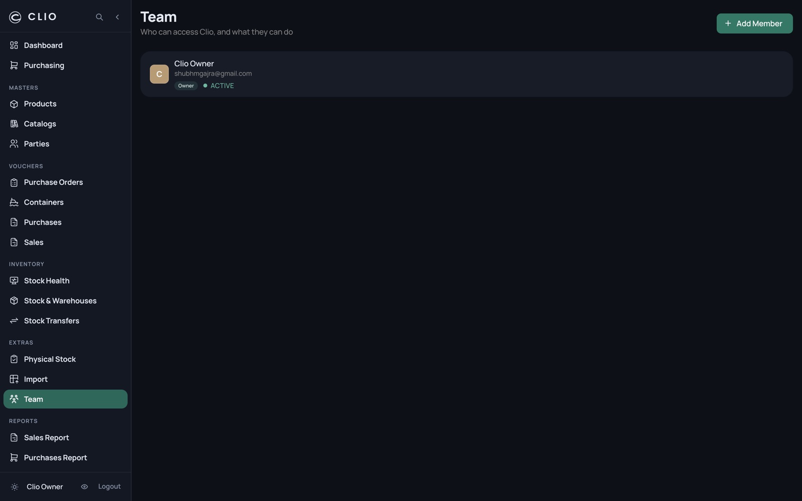Team — desktop, dark