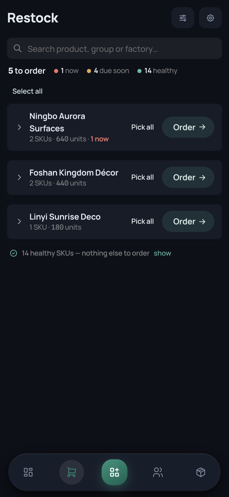 Purchasing — phone, dark