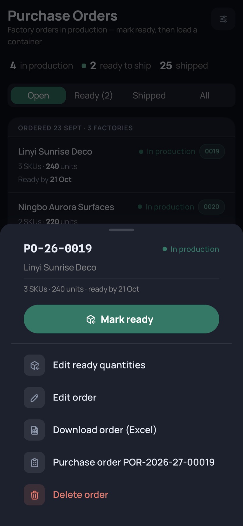 Everything for one order — phone, dark