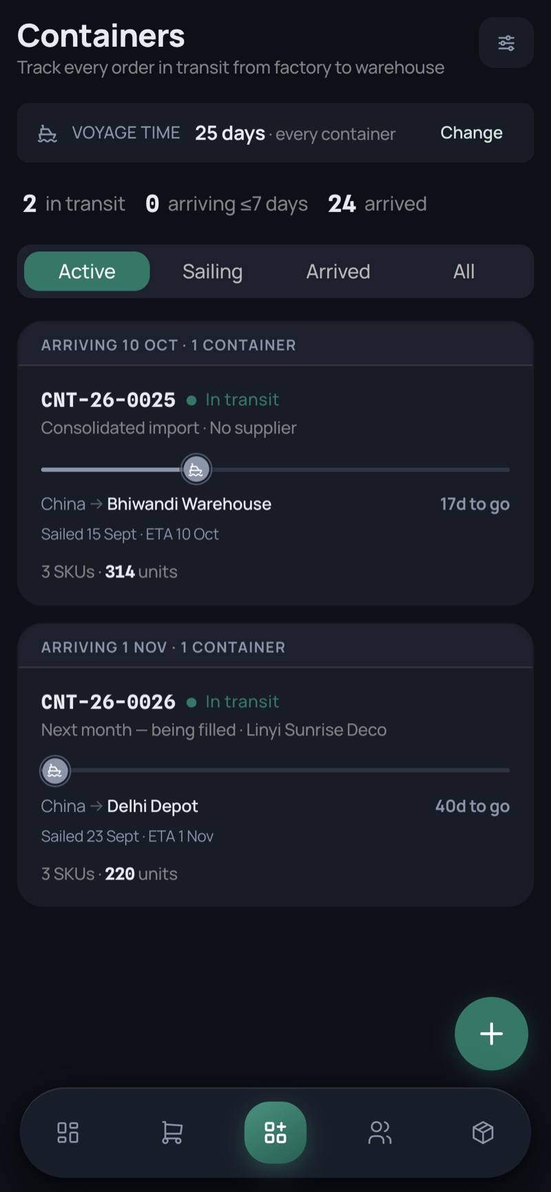 Containers — phone, dark