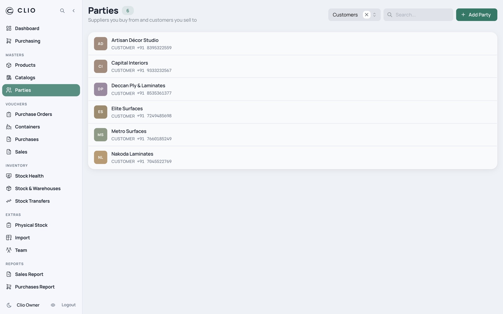 Parties — desktop, light