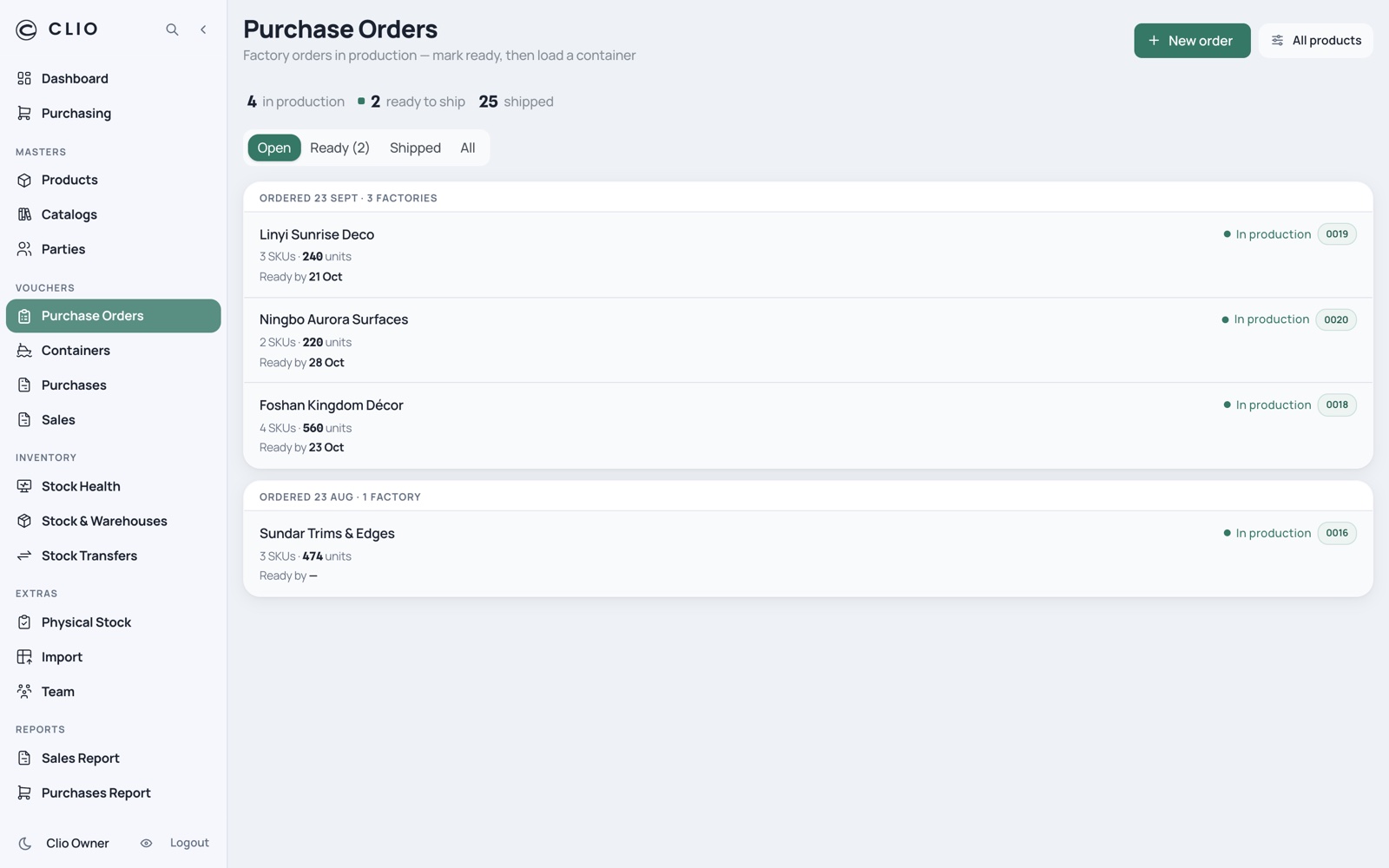 Purchase Orders — desktop, light