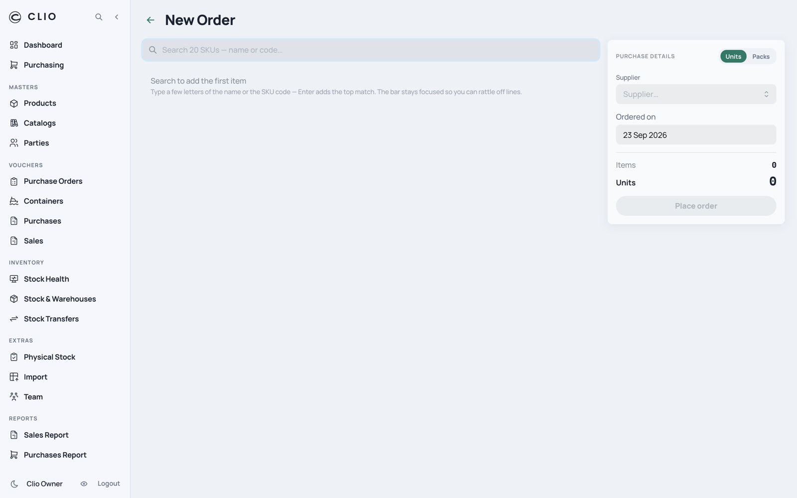 Raising an order — desktop, light