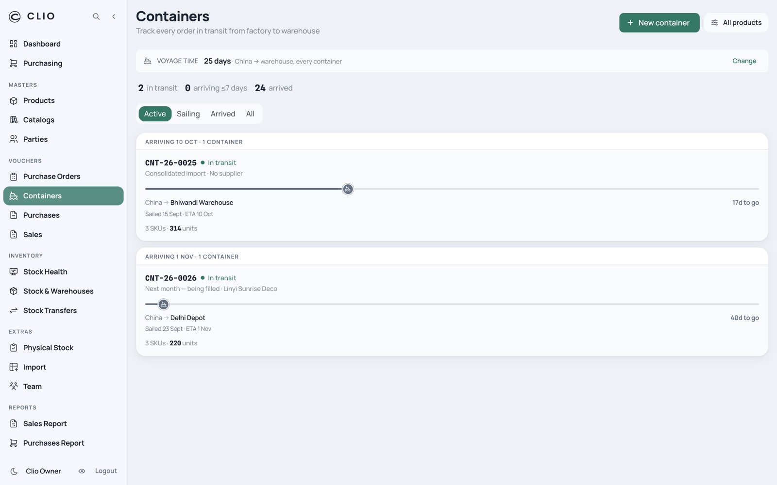 Containers — desktop, light