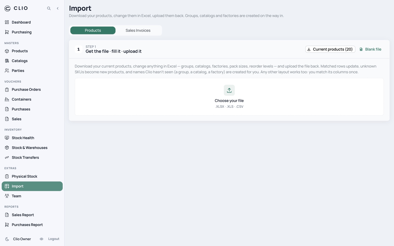 Import — desktop, light