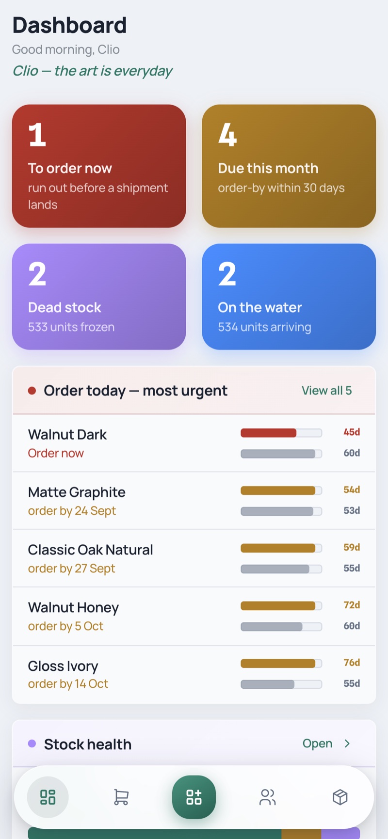 Dashboard — phone, light